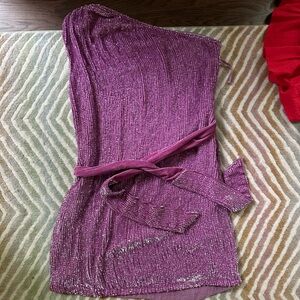 Retro Purple sequin one shoulder dress